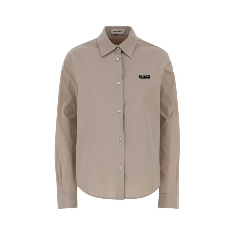 Miu Miu Women Dove Grey Stretch Poplin Shirt